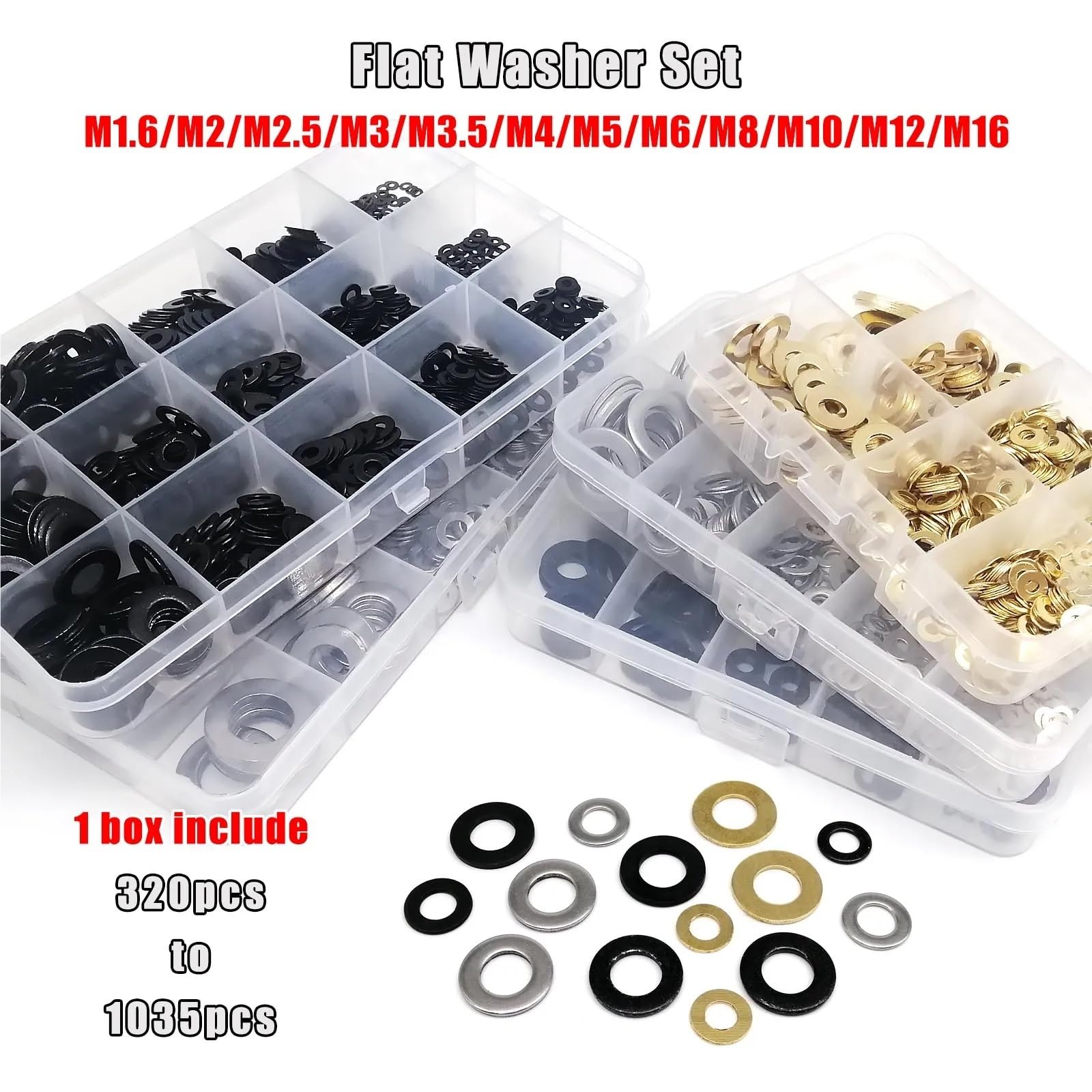 1 juego de juntas planas for arandela GB97 Mix M1.6 M2 .5 M3 M4 M5 Para Bricolaje Herramientas