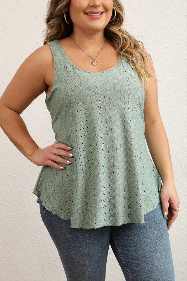 KLPOHV Summer Scoop Neck Sleeveless Tops Flowy Tunic Tank Tops for
