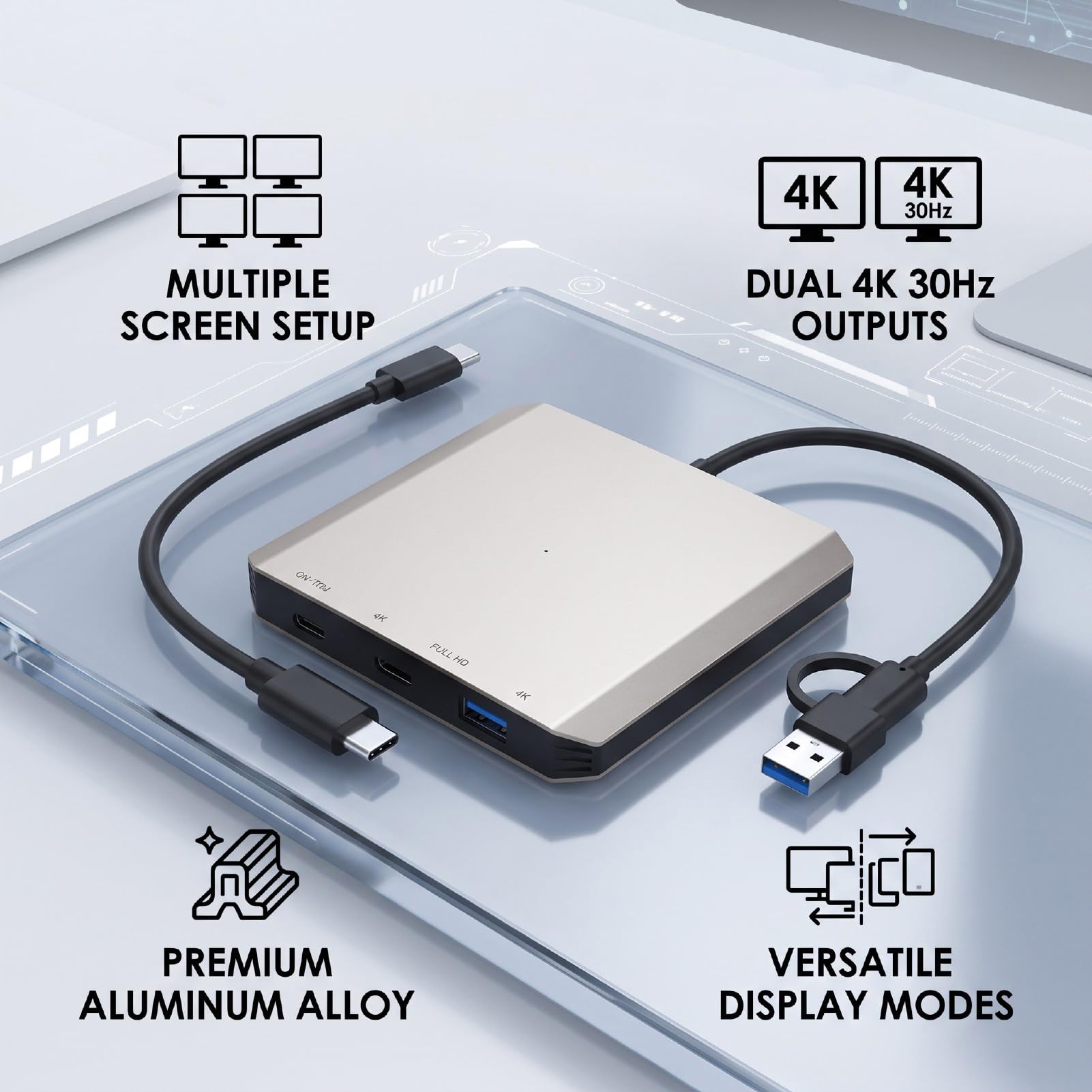 USB C Docking Station con Doble Salida 4K