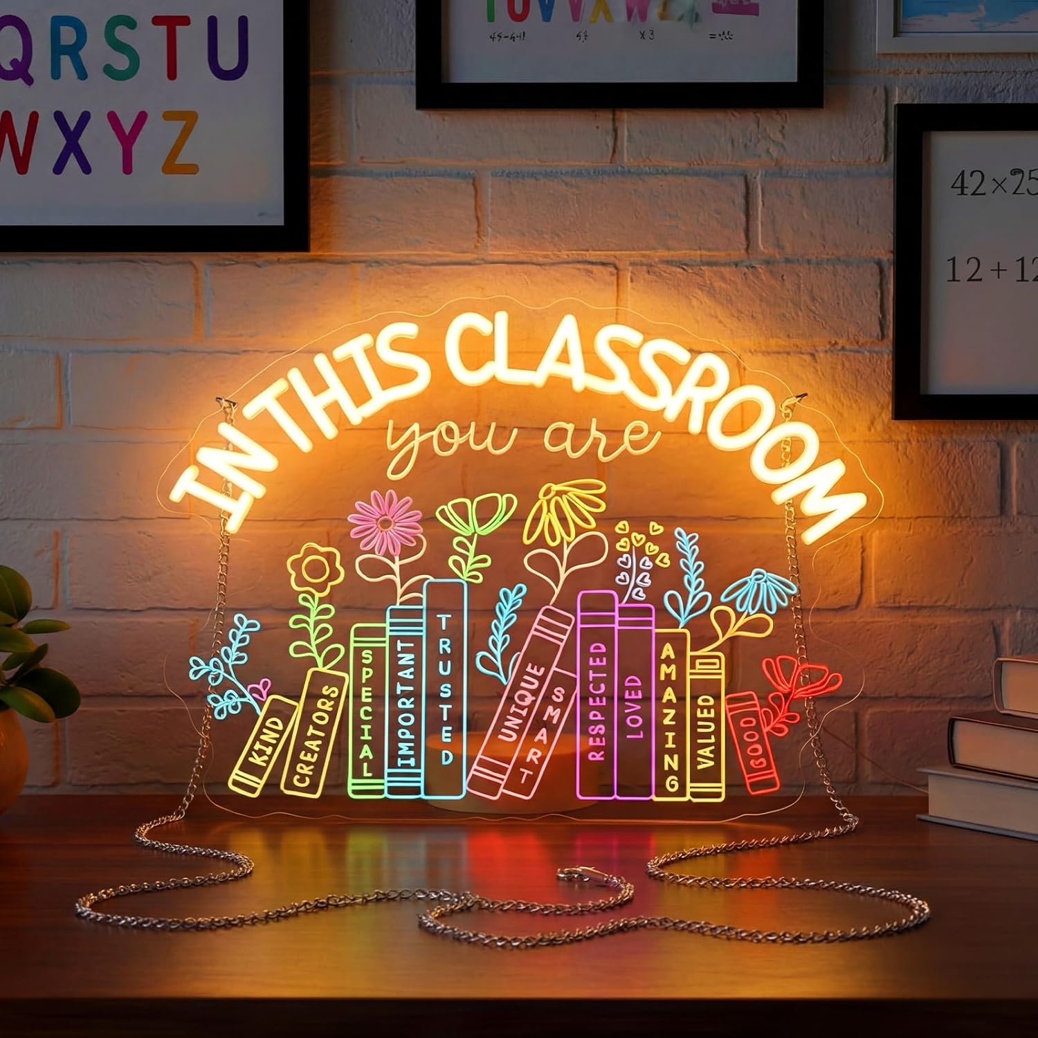 Retisee 15.8 x 11 Inches in This Classroom Neon Sign Wall Decor Back to School LED Neon Sign Classroom Decor for Back to School Motivational Teacher Appreciation Gift