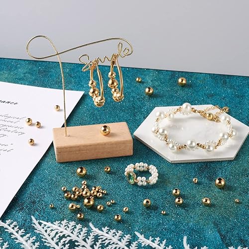 Miniatura 5 de 400 cuentas redondas de acero inoxidable 304 cuentas doradas cuentas espaciadoras de metal de 0118in 0157in 0197in 0236in 0315in cuentas de bolas de