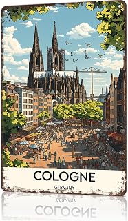 Vintage Signs Poster Cologne Germany Poster Sign Wall Art for Bedroom Home Living Room Garage Office Bar Decor 8X12inch