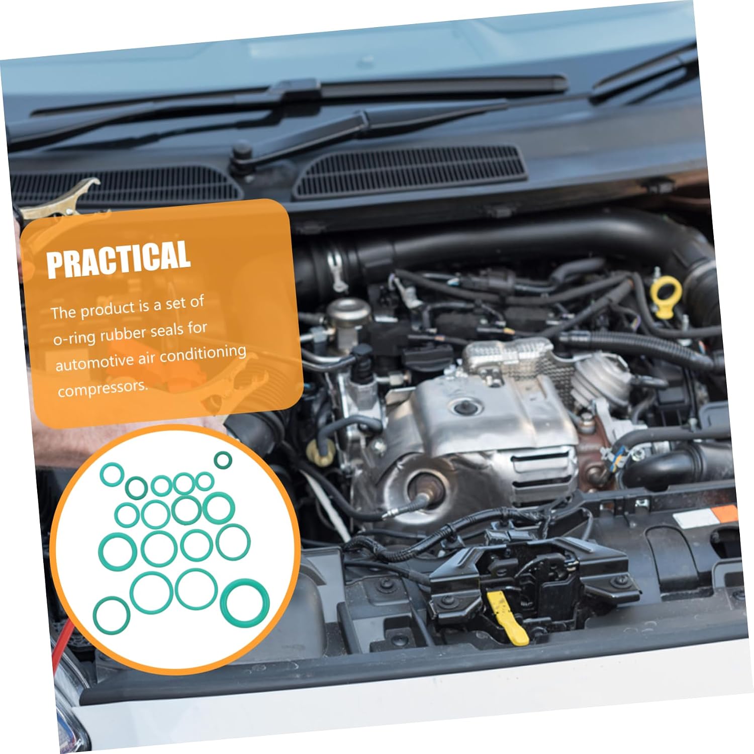 Unomor 270pcs Seal Assortment for Car Air Conditioning Compressor Repair Butyl Material Wear-Resistant Essential Sealing Gaskets for Automotive Systems