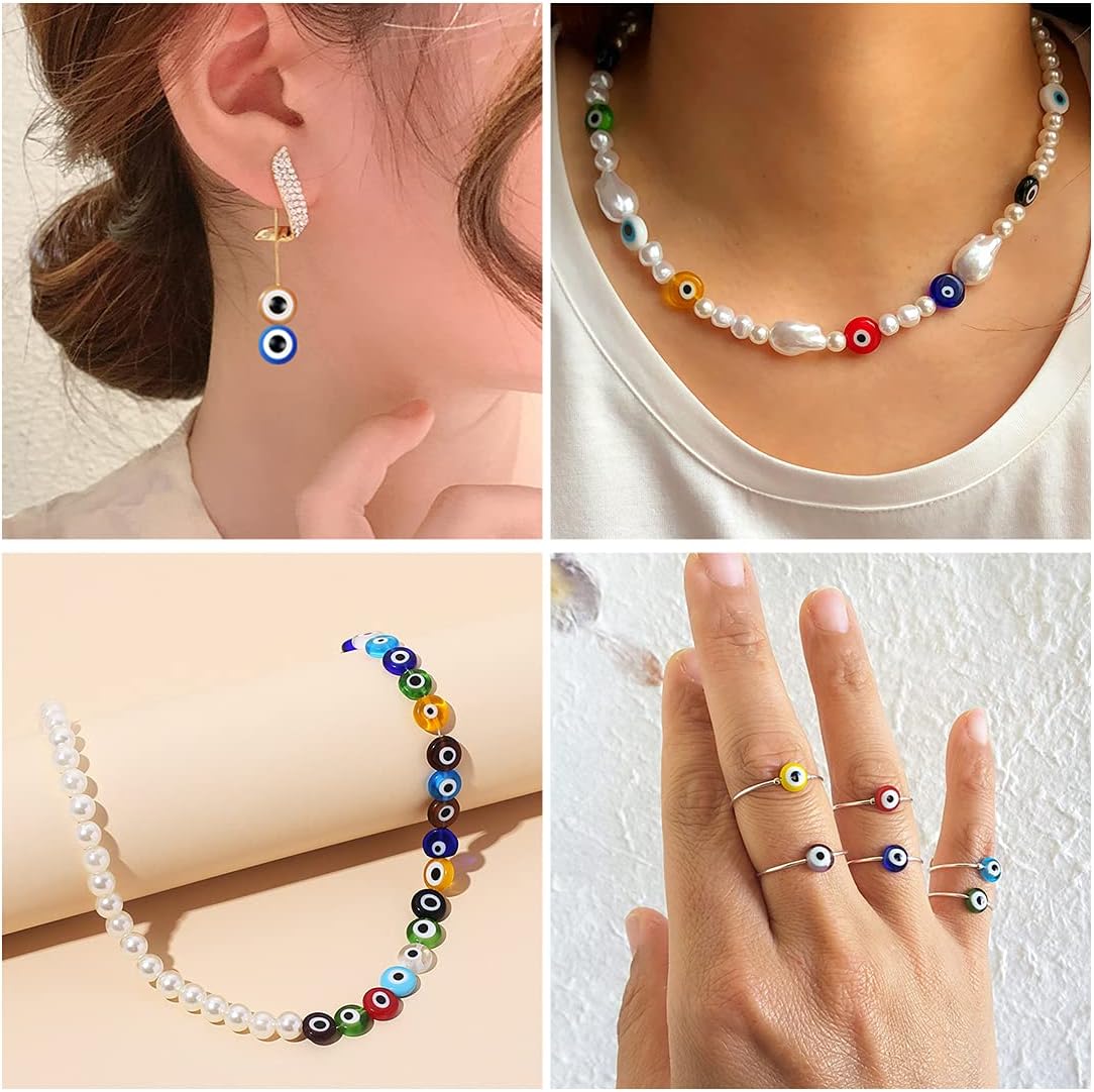 Praisebank 24 Style 800 pcs Evil Eye Beads for Jewelry Making, Evil Eye Charms with 1mm Hole image 4