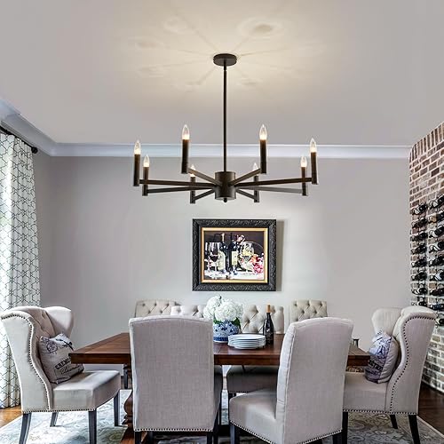 Miniatura 9 de ASGYISA Candelabros de vela de estilo rústico de 8 luces, moderno mate, lámpara de techo industrial para comedor, sala de estar, dormitorio, isla de