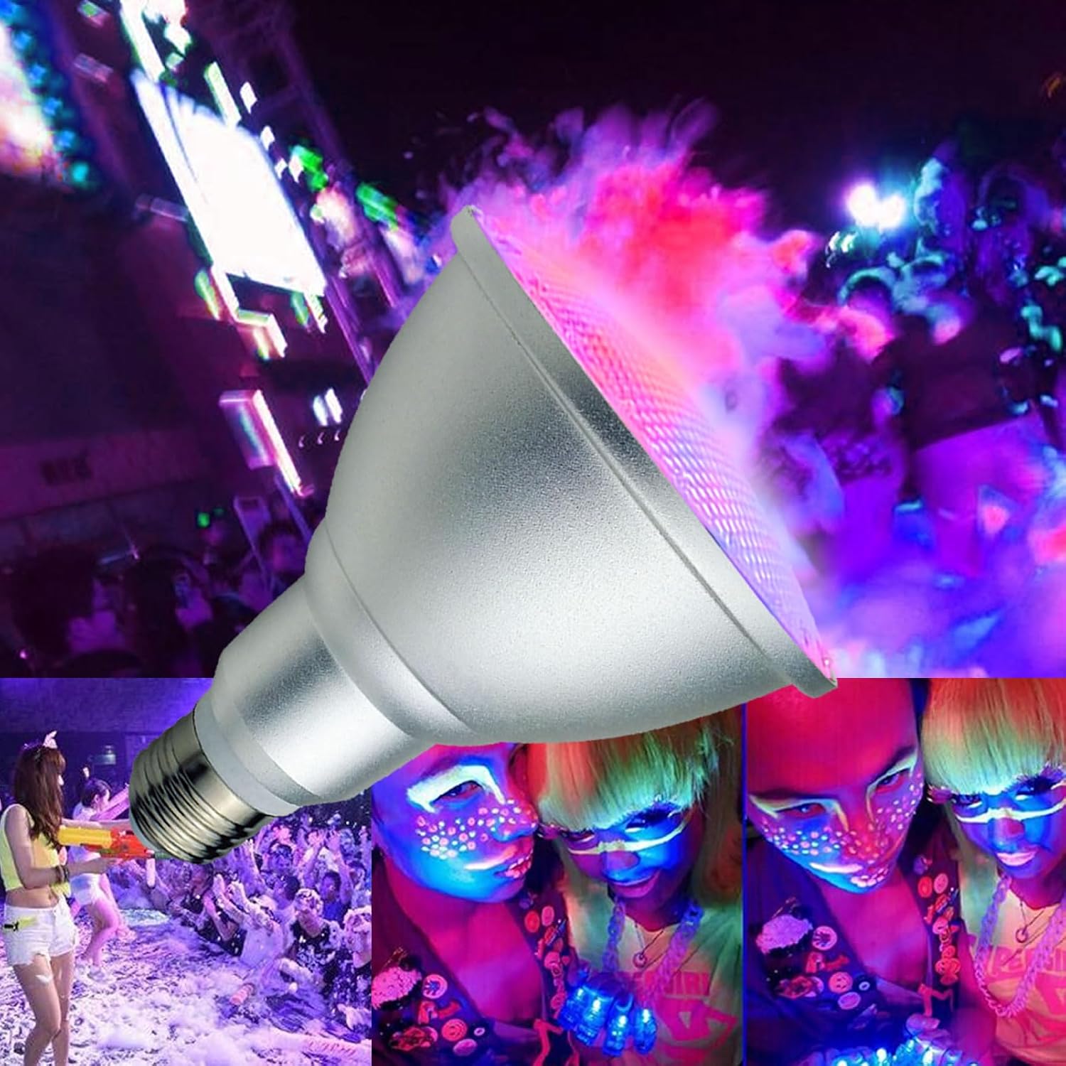 2Pack PAR30 LED Bulb, 30W RGB+Warm White(3000K) LED Flood Light Indoor/Outdoor, Dimmable Color Changing Spotlight with Remote Control, Lawn Lamp for Home Courtyard Christmas Party Decoration