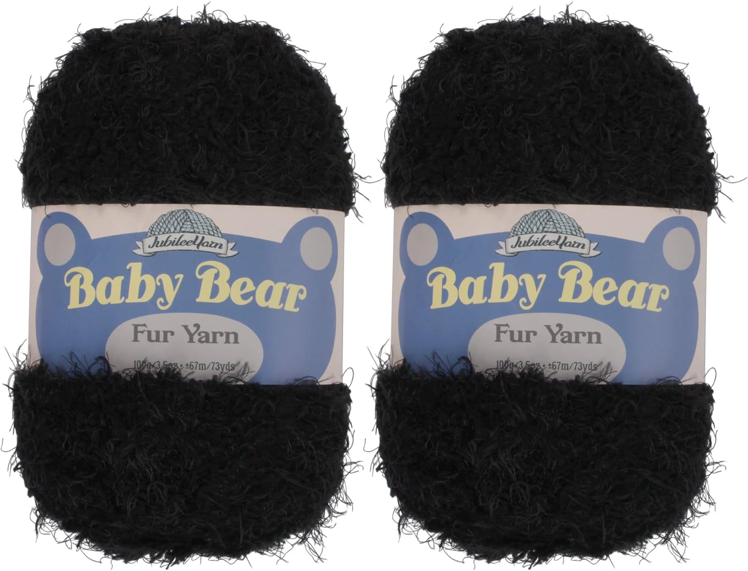 JubileeYarn Baby Bear Yarn - Chunky Weight Polyester Fur - 100g/Skein - Pitch Black - 2 Skeins, 20 Pitch Black