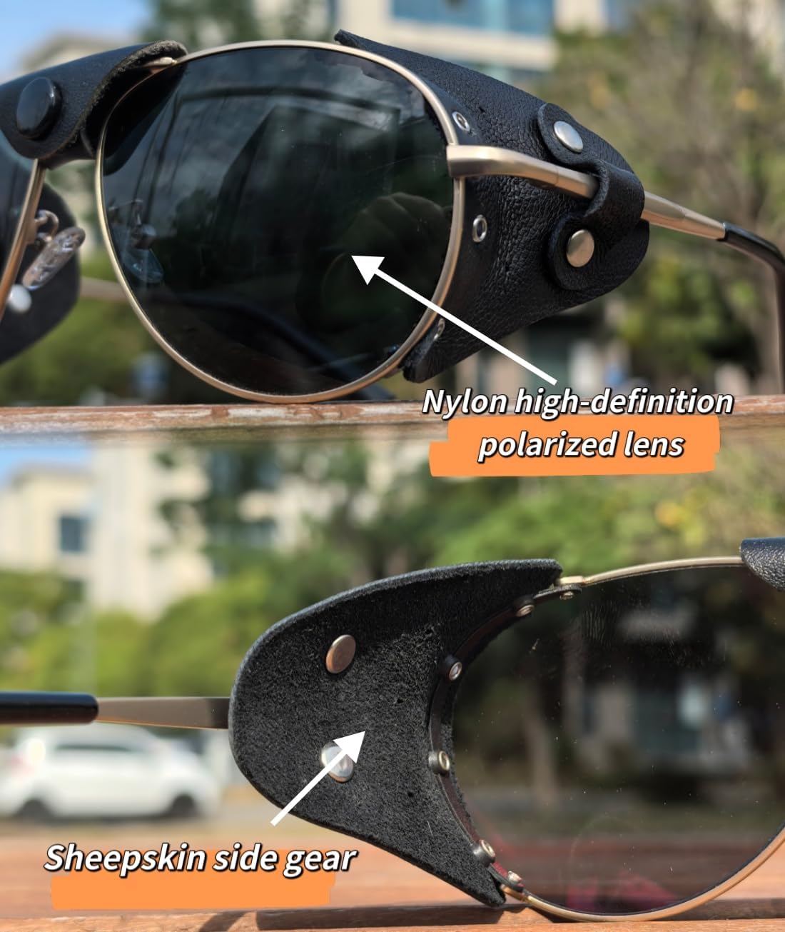 OSSAT Polarized sunglasses with side shields cowhide wind proof sunshade Classic Mountain Fishing eyewear - Image 3