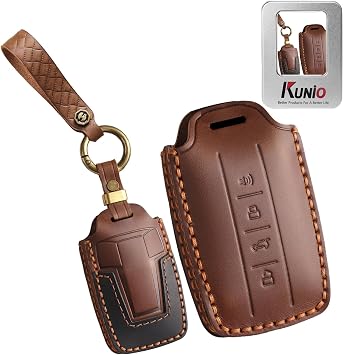 KUNIO For Tank Leather Car Key Fob Cover Case Fit for GWM WEY TANK 300 400 500 700 Tank300 Keychain Key Fob Shell Accessories 4 Button Christmas Gift Brown
