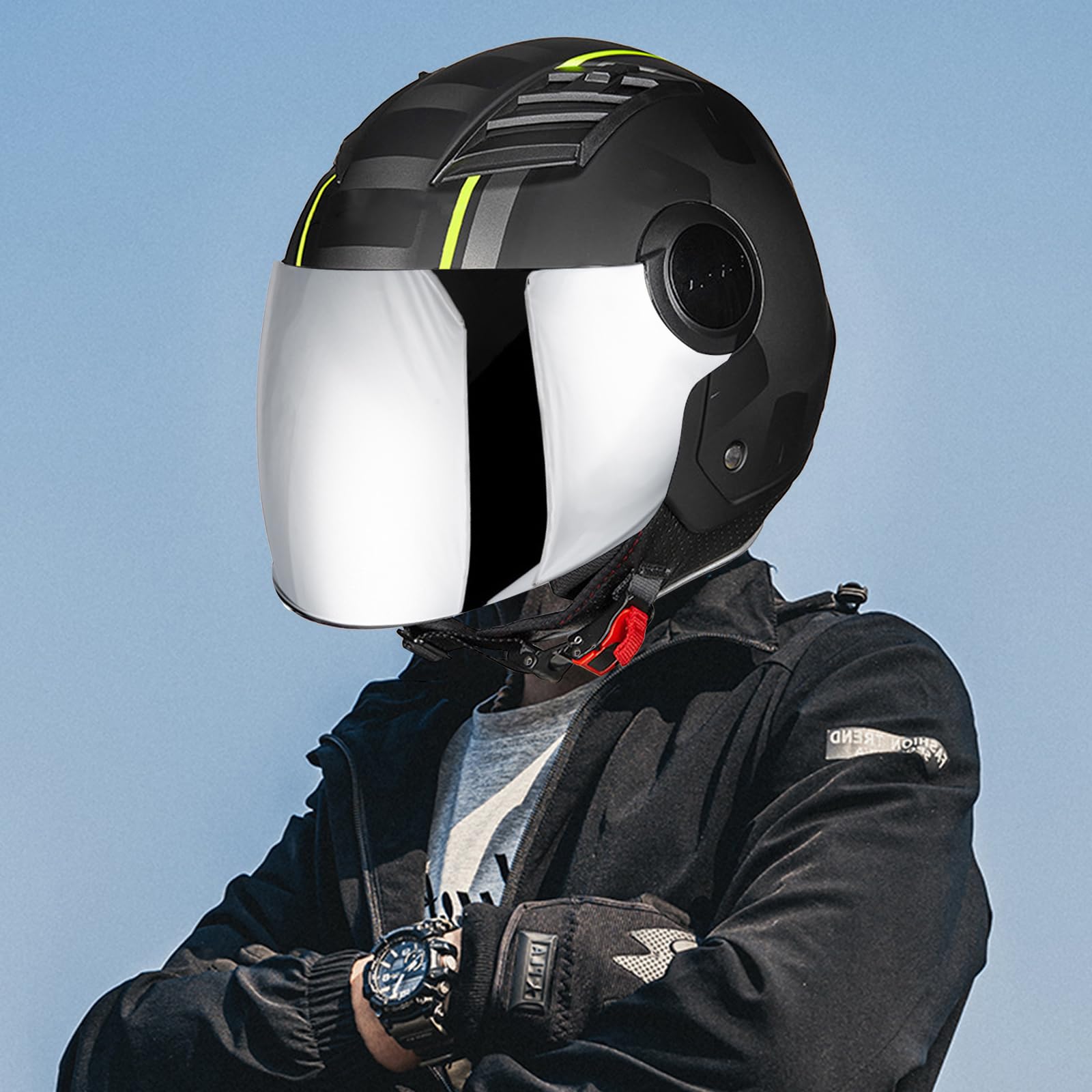 VCOROS Visiera Per Casco Moto OF562/AIRFLOW - Lente Integrale, Protezione Vento, 4 Colori - Foto 11