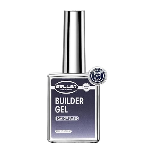 Gellen Gel constructor de uñas de grado de salón, 5 en 1, sin hema, gel constructor transparente para fortalecedor de ápice de uñas, 0.7 onzas