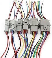 Vista 9 de Paquete de 2 Conectores Deutsch DT de 8 Pines, Conector Eléctrico Impermeable Macho y Hembra Enchufe Arnés de Cableado con 16AWG 8 Cables para Coche