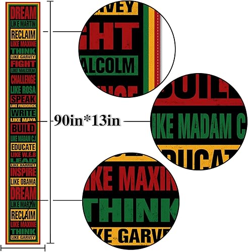 Miniatura 4 de Nepnuser Camino de mesa Black History Month de lino rústico Juneteenth Pride Party comedor mesa de cocina decoración interior y exterior 13 x 90