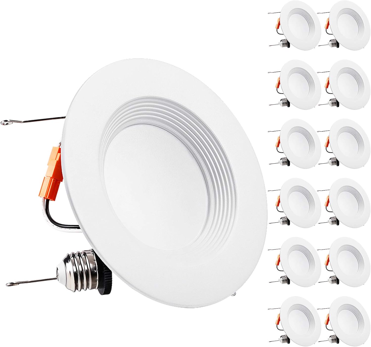 TORCHSTAR 12-Pack 5/6 Inch LED Recessed Downlight, Baffle Trim, Dimmable, 15W (120W Eqv.), CRI 90, UL Listed, 1100lm, 5000K Daylight, Simple Retrofit Installation