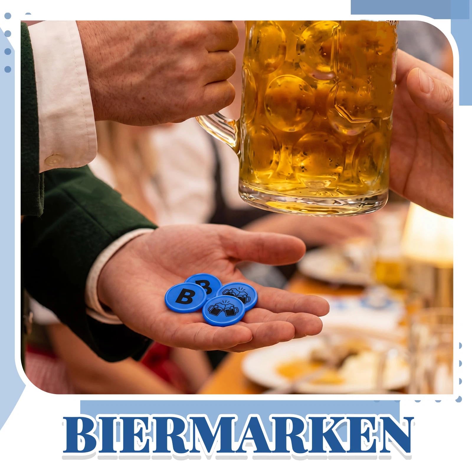 Nezyo 200 Pezzi Gettoni Birra Blu B Chip per Buoni Ø 24 mm in Plastica Riutilizzabile Ideali per Festival della Birra, Ristoranti, Mense, Feste, Eventi in Discoteca e Festival
