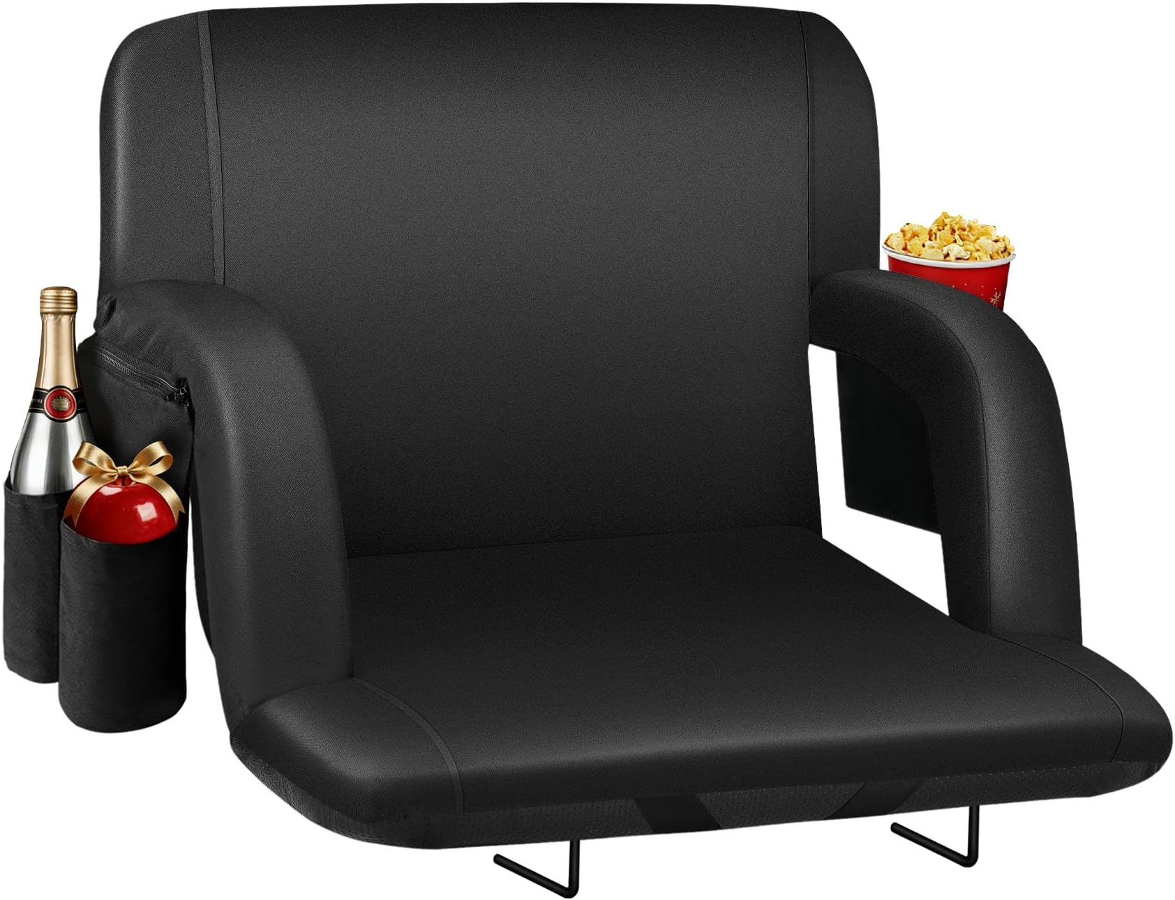 HOPERAN Stadium Seats for Bleachers with Back Support, Half-fold Portable Bleacher Chairs with Back and Cushion, 600D Waterproof Reclining Extra Wide Bleacher Seat for Outdoor Sports