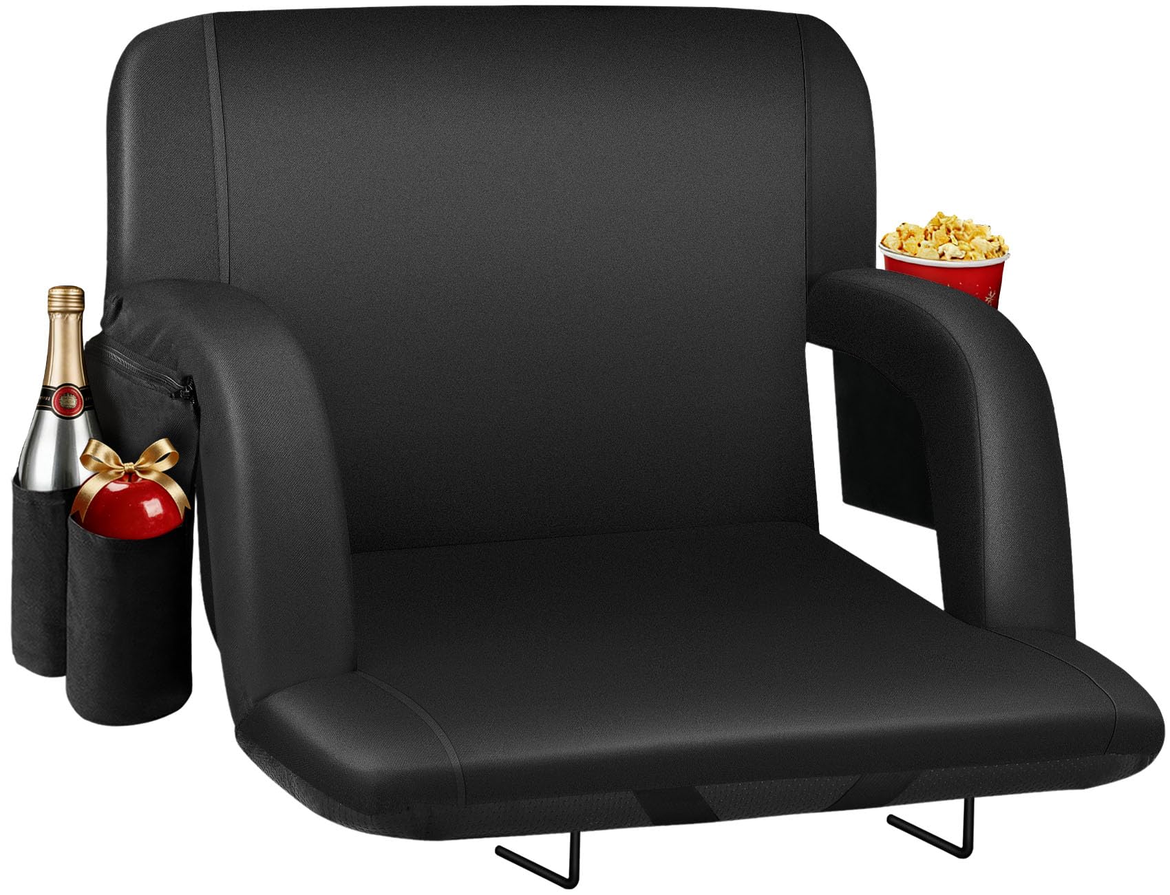 HOPERAN Stadium Seats for Bleachers with Back Support, Half-fold Portable Bleacher Chairs with Back and Cushion, 600D Waterproof Reclining Extra Wide