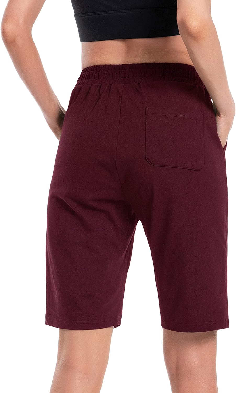 Women's Bermuda Shorts Long Cotton Sweat Knit Shorts with Pockets Lounge Athletic Workout Gym Knee Length - Image 3