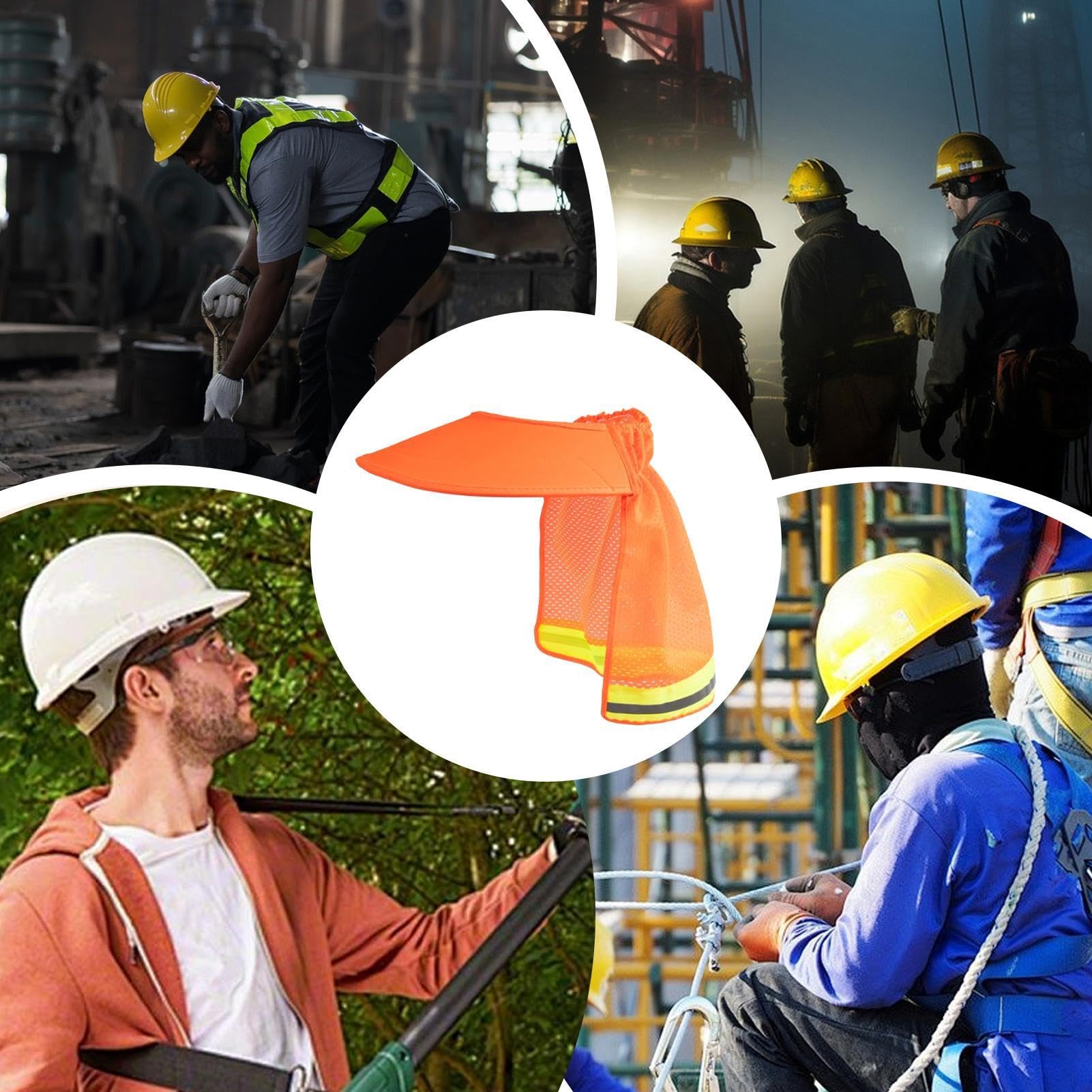 Parasol pour Casque De Sécurité, Parasol en Maille À Bord Complet avec Bande Réfléchissante, pour Chantier De Construction Extérieur Et Extérieur À Long Terme, Haute Visibilité
