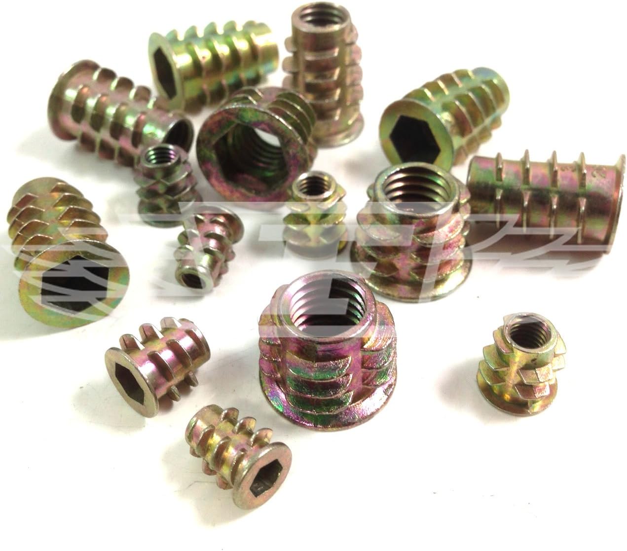 M6 x 10mm, FLANGED HEX Drive Screw in Flange Threaded Insert for Wood (Type D) (50)