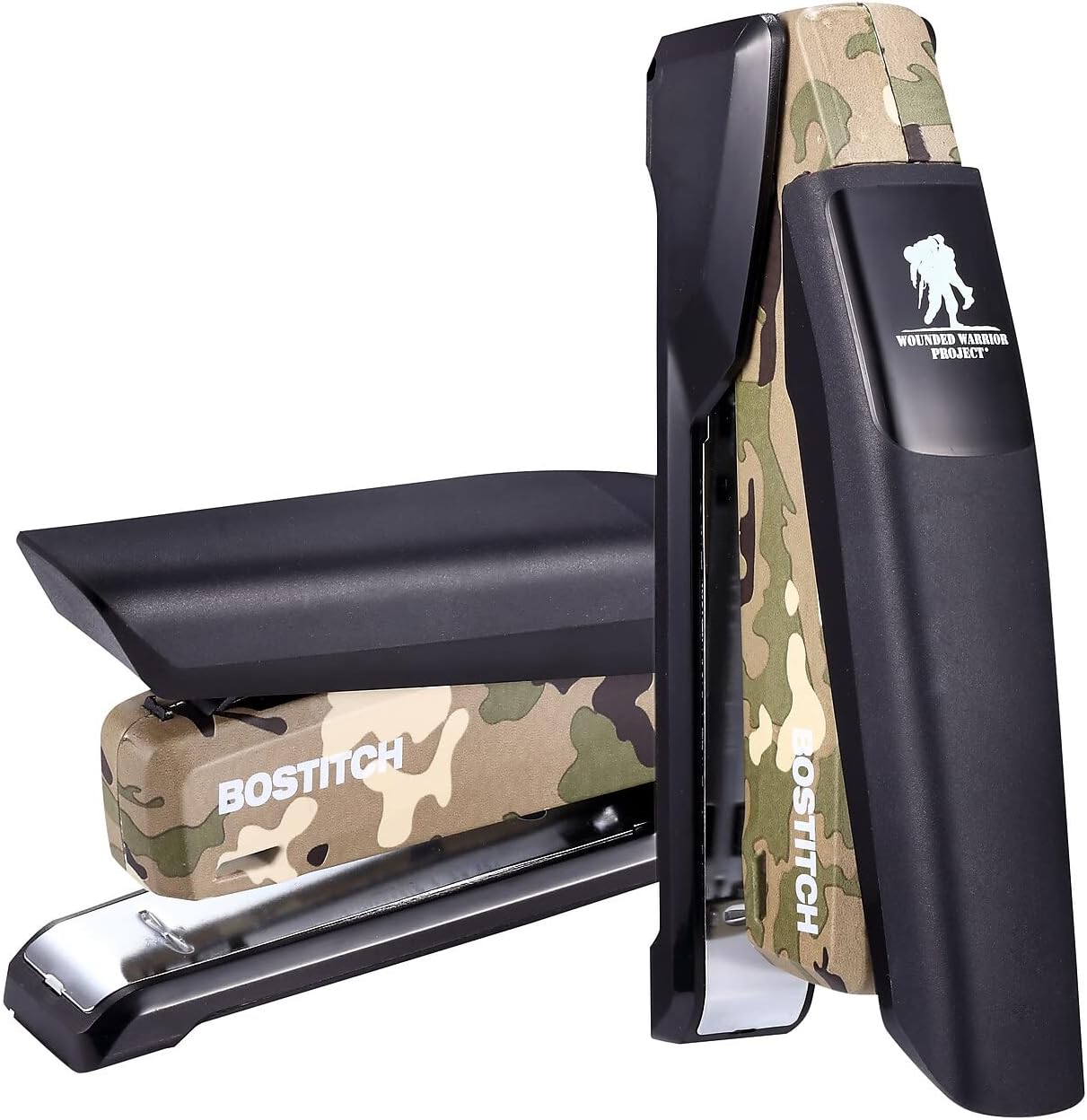 Bostitch Office Metal Spring Powered Stapler, One Finger, Supports Wounded Warrior Project, Camouflage (INP28-WW)
