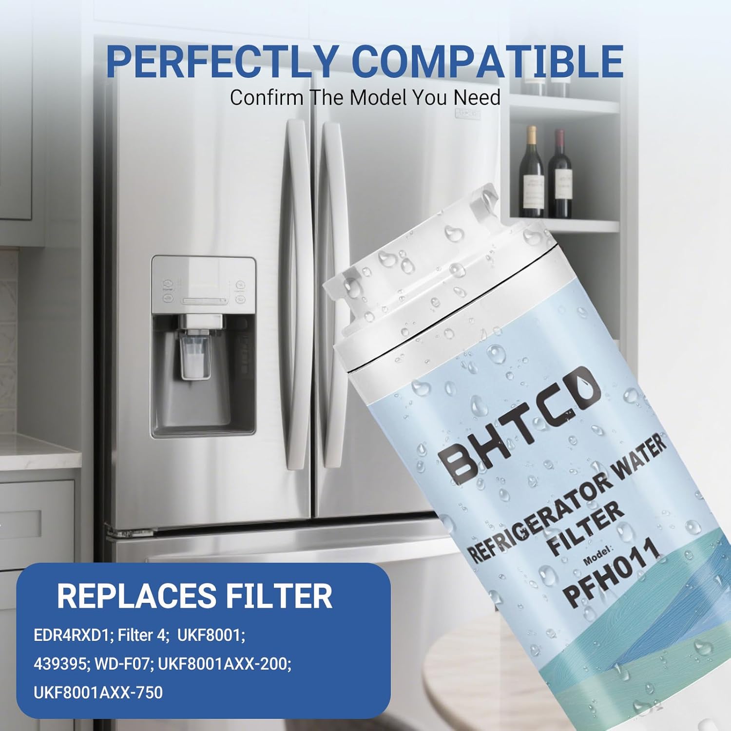 Water Filter for Whirlpool WRX735SDHZ00/01/02/03, WRF555SDFZ00/01/02/03/04/05/07/08/09, WRF535SWHZ00/01/02/03/04, WRX735SDBM00/02/03/04, WRF535SWHV00/01/02, WRF555SDHV00/01/02 Refrigerators.