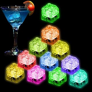 Light Up Ice Cubes, 24 Pack Multi Color Led Ice Cubes for Drinks Glow in the Dark Ice Cubes, Reusable Glowing Flashing Ice Cube for Club Bar Party Wedding Decor, IP67 Waterproof