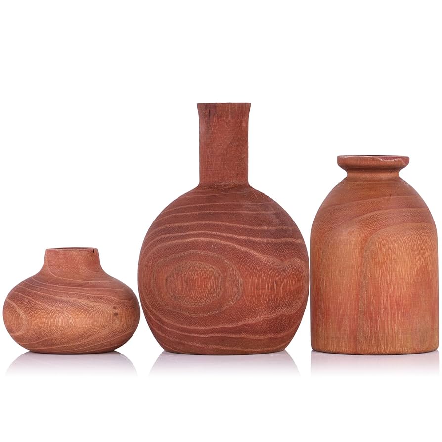 木製　花瓶　花器　3点セット Amazon.co.jp: 木製花瓶3個(ブラウン) : ホーム＆キッチン