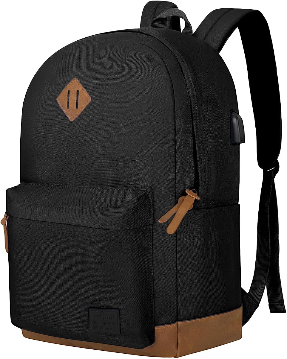 Backpack for Men Women,Travel Laptop Backpack, Water Resistant 17.3 Inch USB Charging Backpack, Large Capacity Work Commute Bag,Black