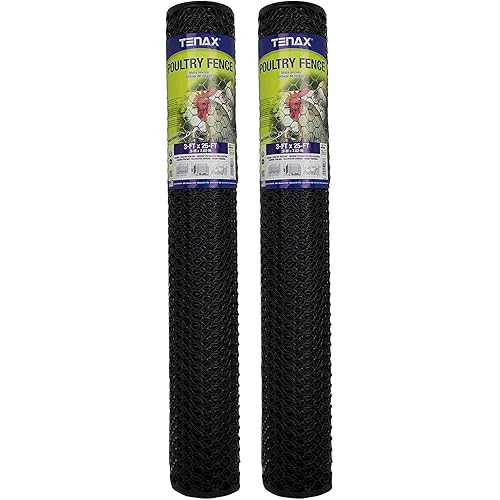 Tenax Poultry Fence - 3 ft x 25 ft Agricultural Fencing, Black, Pack of 2