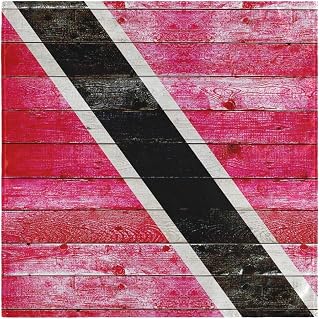 Trinidad and Tobago Flag Retro Wood Dinner Cloth Napkins Set of 1, Square Reusable Table Napkins 20" x 20" Washable Polyester for Home Parties Weddings Holidays