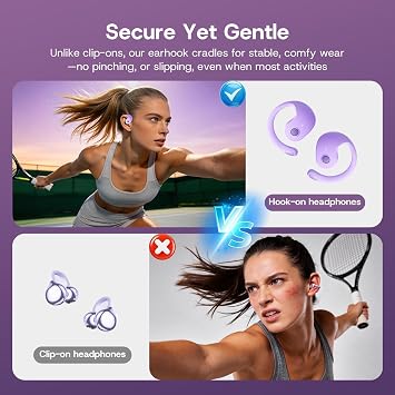 Over Open Ear Earbuds Wireless Bluetooth Open Ear Headphones Air Conduction Earbuds that Don't Go in Your Ear with Awareness of Surroundings with Over-Ear Hooks