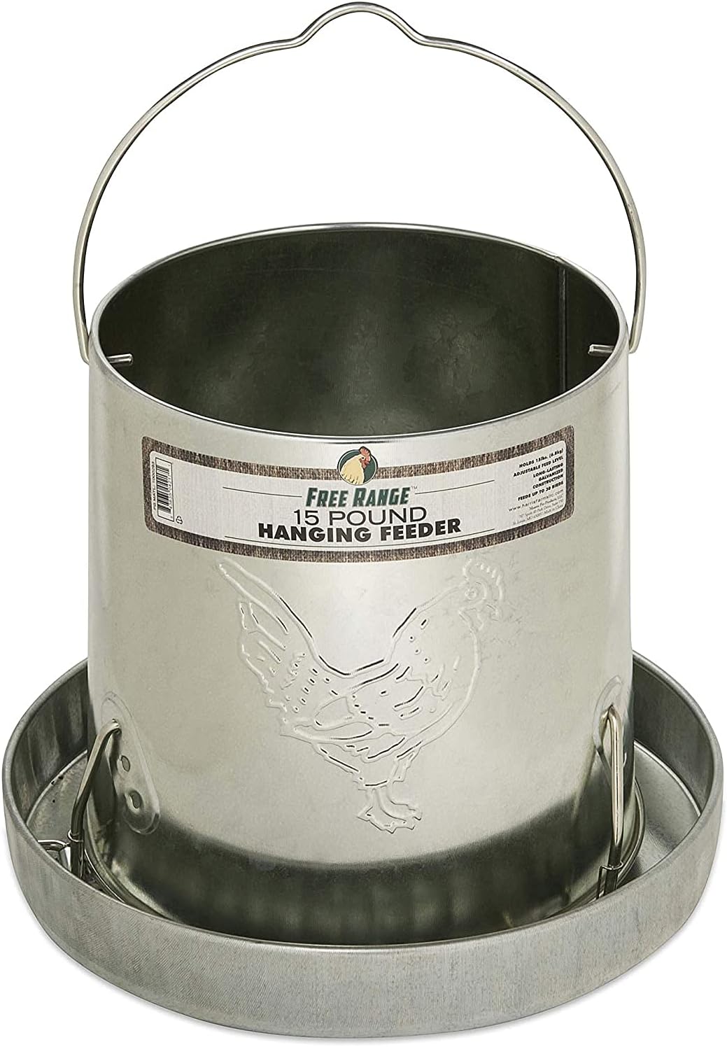 Galvanized Steel Hanging Bird Feeder with Handle, 15 lb Capacity