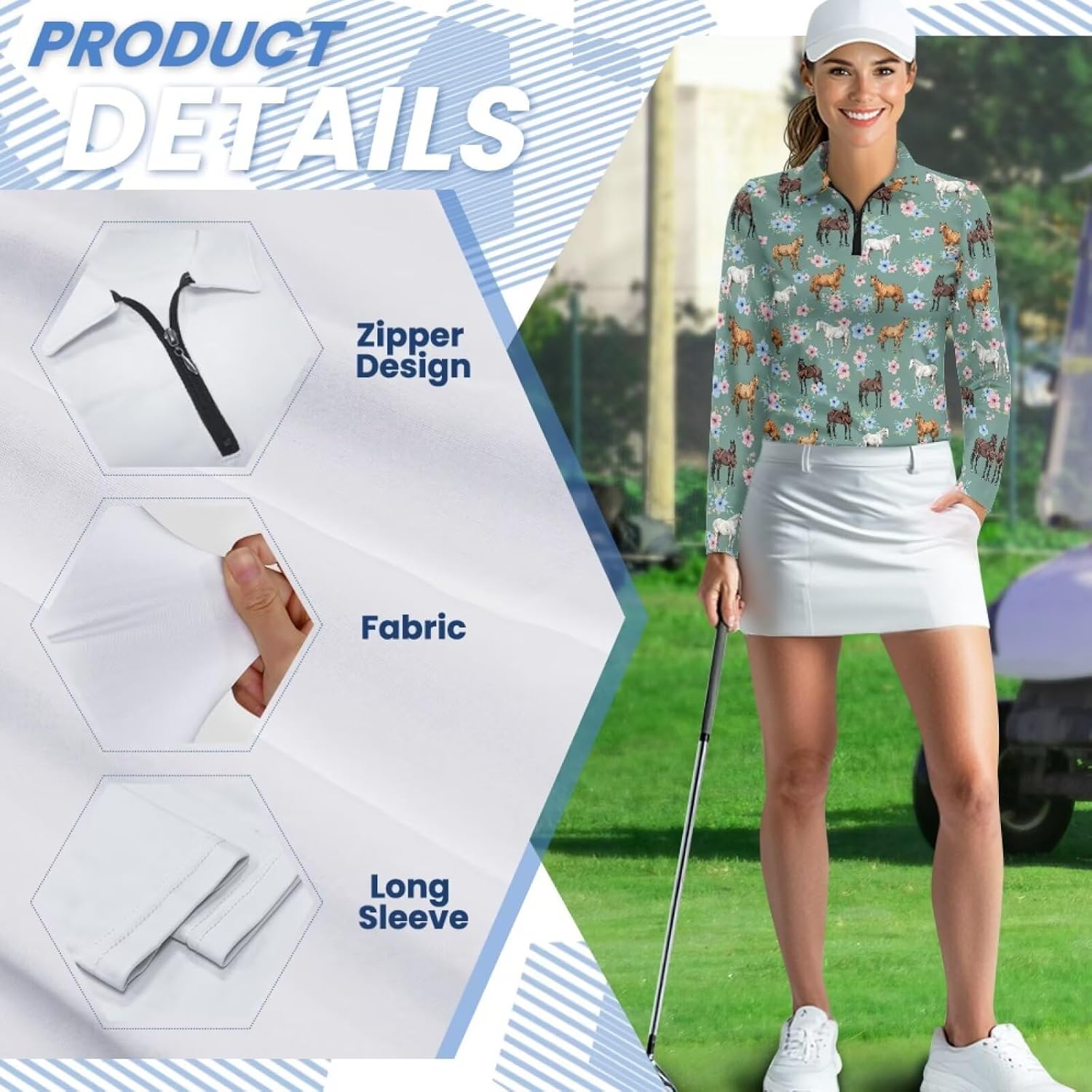 Women Athletic Golf Polo Shirts Long Sleeves V Neck Running Hiking Quick Dry Trendy Pullover Workout Tops XS-2XL