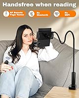 Vista 2 de Soporte ajustable prémium para tablet con girador de páginas remoto, versátil soporte para Kindle y soporte para leer en la cama, escritorio, cinta
