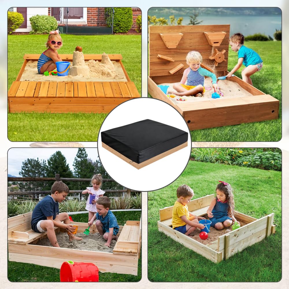 Mineup Housse de Bac à Sable 160 x 160 cm, Couverture de Bac à Sable avec Cordon de Serrage, Protection Bac à Sable, Bâche Bac à Sable pour bac à Sable, Piscine, Jardin
