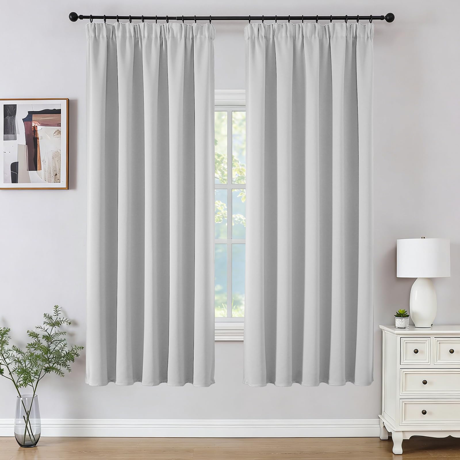 CUCRAF Vorhänge Blickdicht mit Kräuselband 2 Stück H175 x B140 cm Thermovorhang Schallschutz Verdunklungsvorhänge Kälteschutz für Wohnzimmer Kinderzimmer Schlafzimmer Vorhang