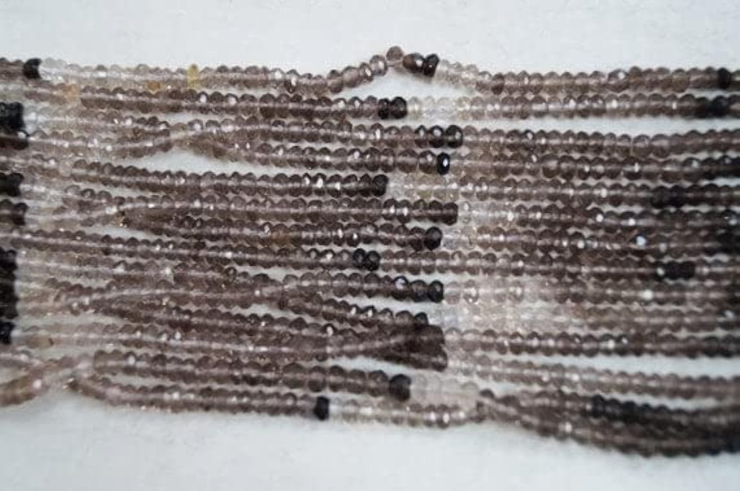 Quartz fumé en perles rondelles 3-4mm, fil LKBEADS de 14 pouces pour création de bijoux DIY