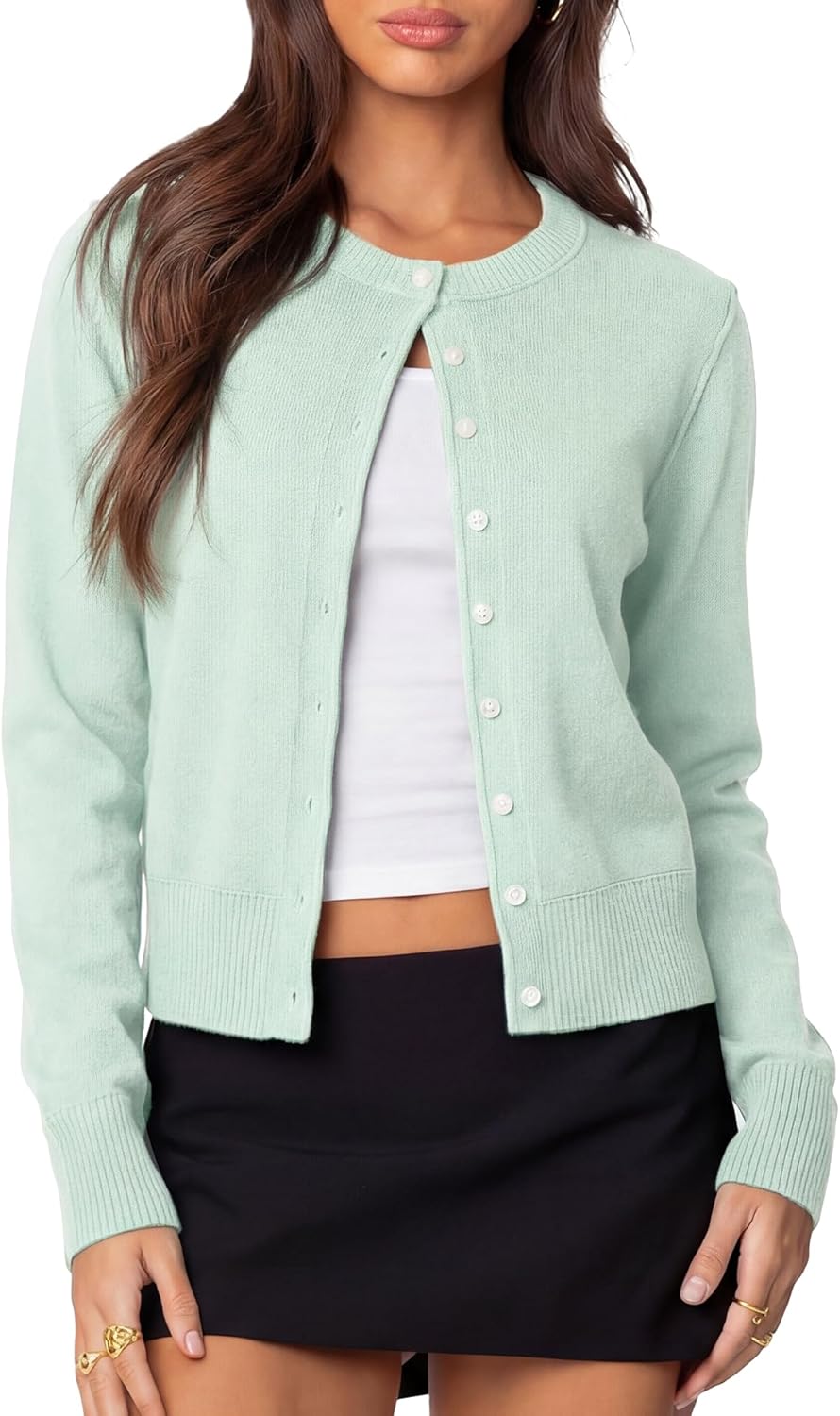 Darong Women's Lightweight Cardigan Sweater Long Sleeve Button Down Crew Neck Spring Outfits Fashion 2026 Clothing