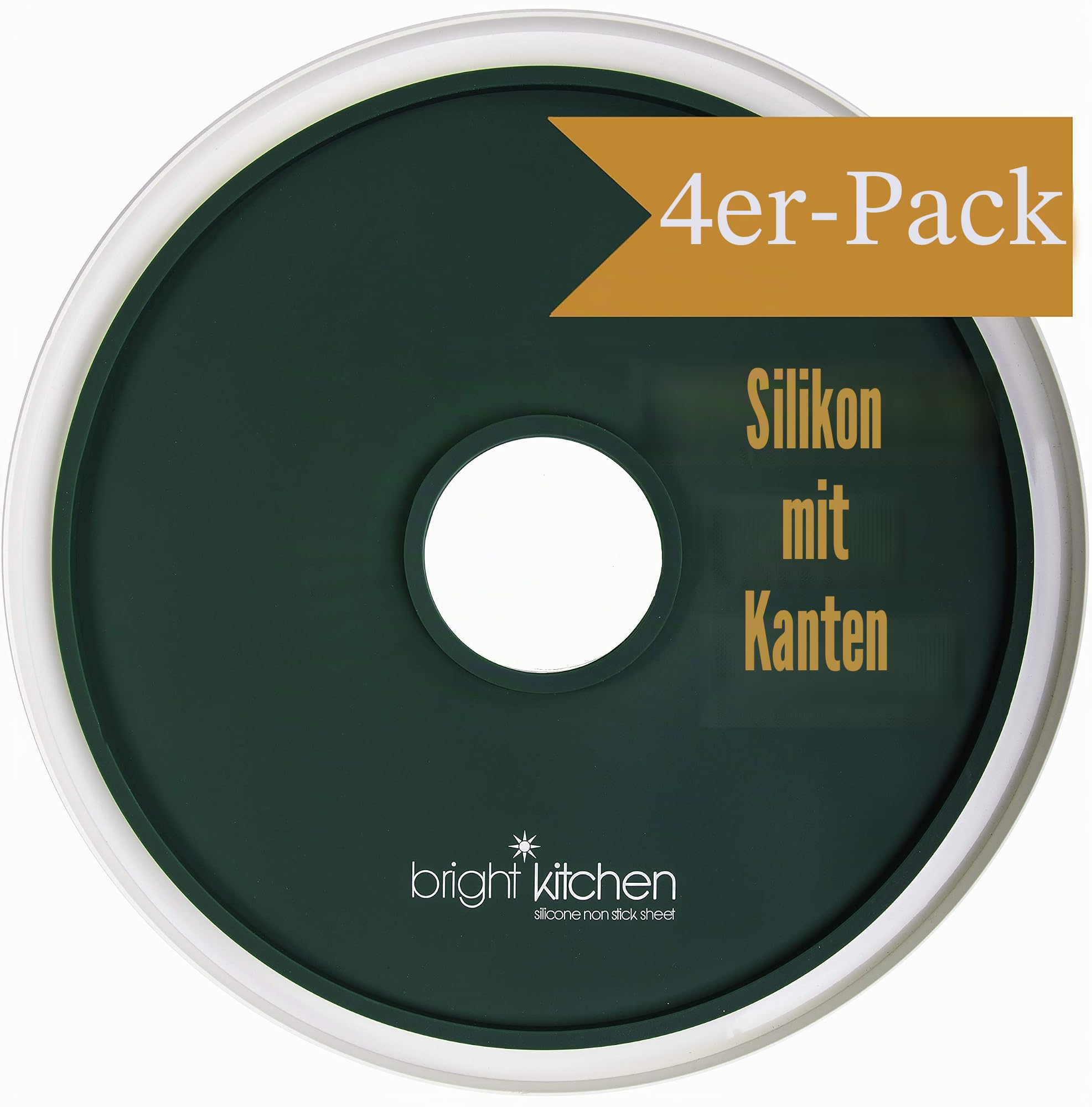 Bright Kitchen 4 Fruchtleder Silikon Dehydrator Blätter mit Kanten - ungiftig für Nesco runde Dehydratoren Lippenform halten Teig Flüssigkeiten Obst Frucht Leder Kreis Wiederverwendbar Antihaft