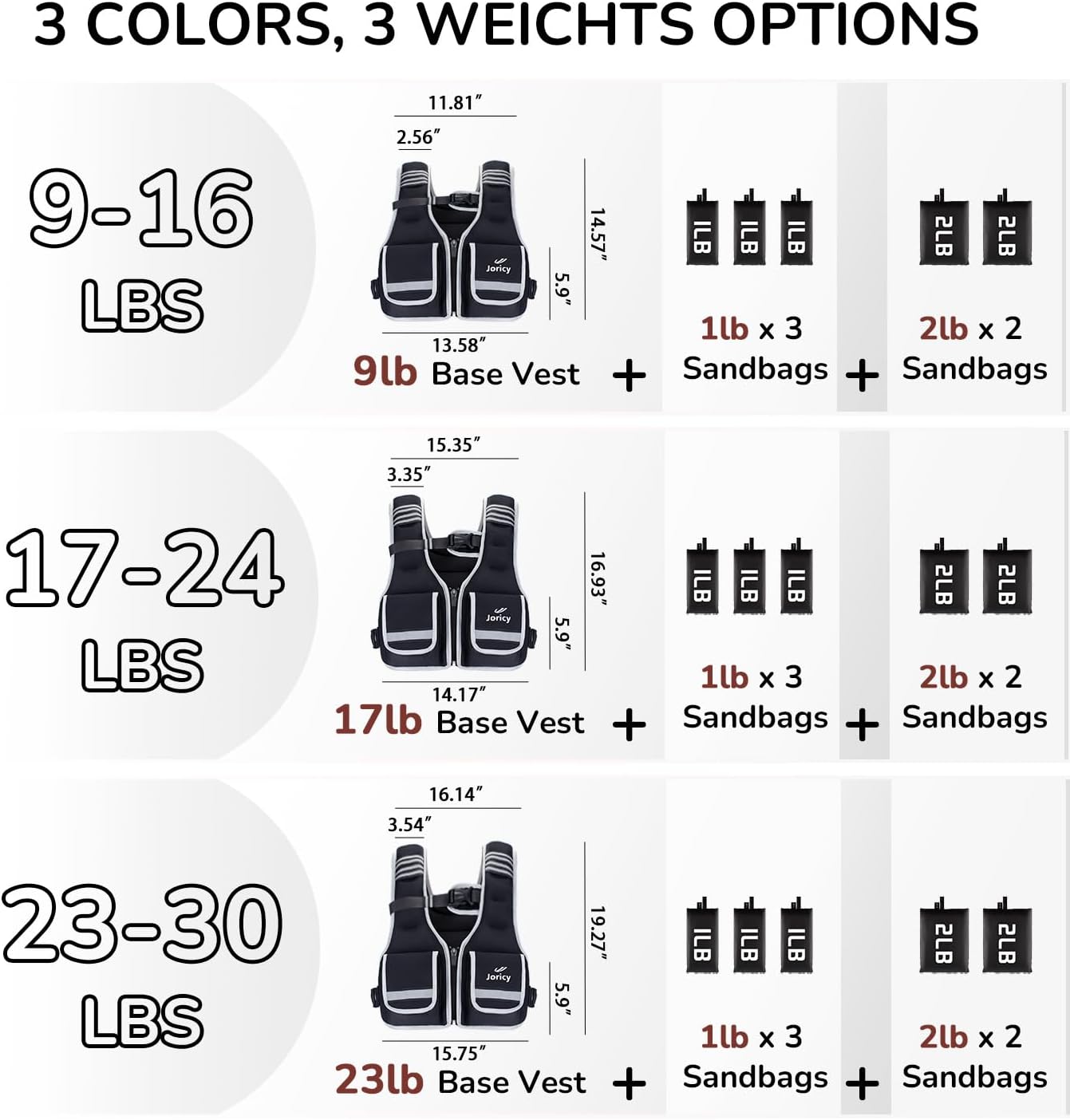 Adjustable Weighted Vest Woman 5-12lb/9-16lb/17-24lb/23-30lb Weight Vest with Reflective Stripe, Zipper Rucking Running Vests for Women Men Workout Walking Strength Training Weight Loss Fitness Weightlifting