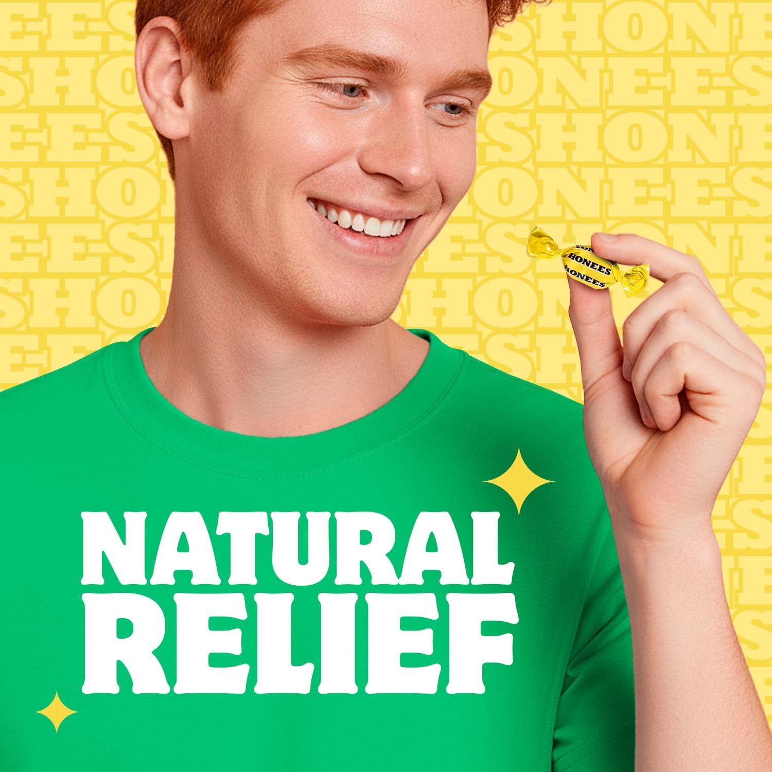 Honees Filled Honey Lemon Cough Drops- Filled with Honey, Menthol, Lemon and Eucalyptus - Nothing Artificial -Natural Sore Throat Lozenges- Non-GMO (12 Pack – 240 Drops)