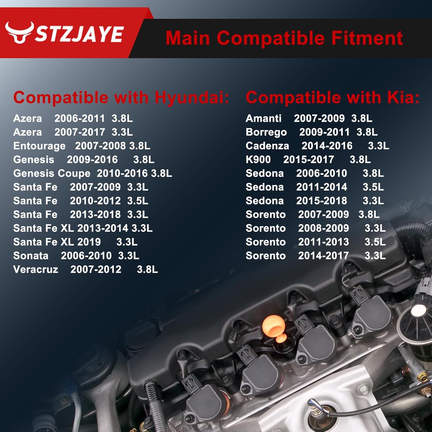 UF546 Ignition Coils Iridium Spark Plug Set of 6 Pack Compatible with Hyundai Azera Entourage Santa Fe Sonata Veracruz,for Kia Amanti Optima Rondo Sedona Sorento