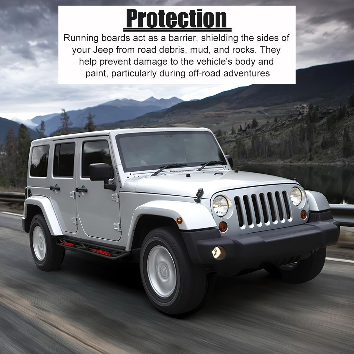 SUNPIE Running Boards for Jeep Wrangler JK Unlimited 4 Doors 2007-2018, Foot Board Side Steps for Wrangler Construction Drop Nerf Bars with All Steel Built Design, Including Manuals