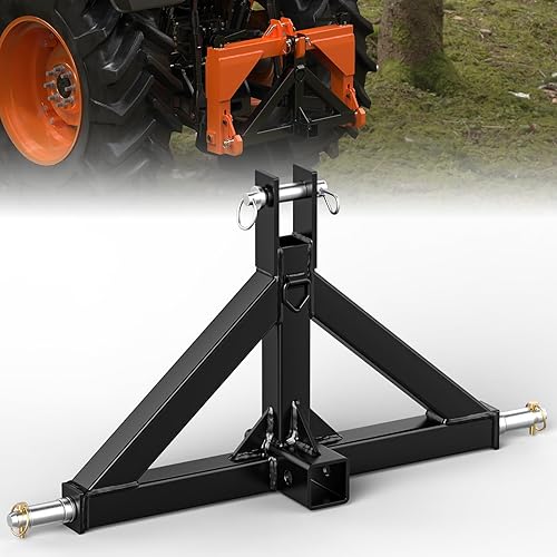 3 Point 2" Trailer Hitch Receiver Compatible with Quick Hitch for Category 1 Tractors, Heavy Duty Tractor Mover Drawbar, Farm Equipment and Subcompact Trailer Hitch for Tractor Standard Cat 1(Black)