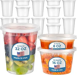 Fit Meal Prep 36 Pack 8, 16, 32 oz Deli Containers with Lids