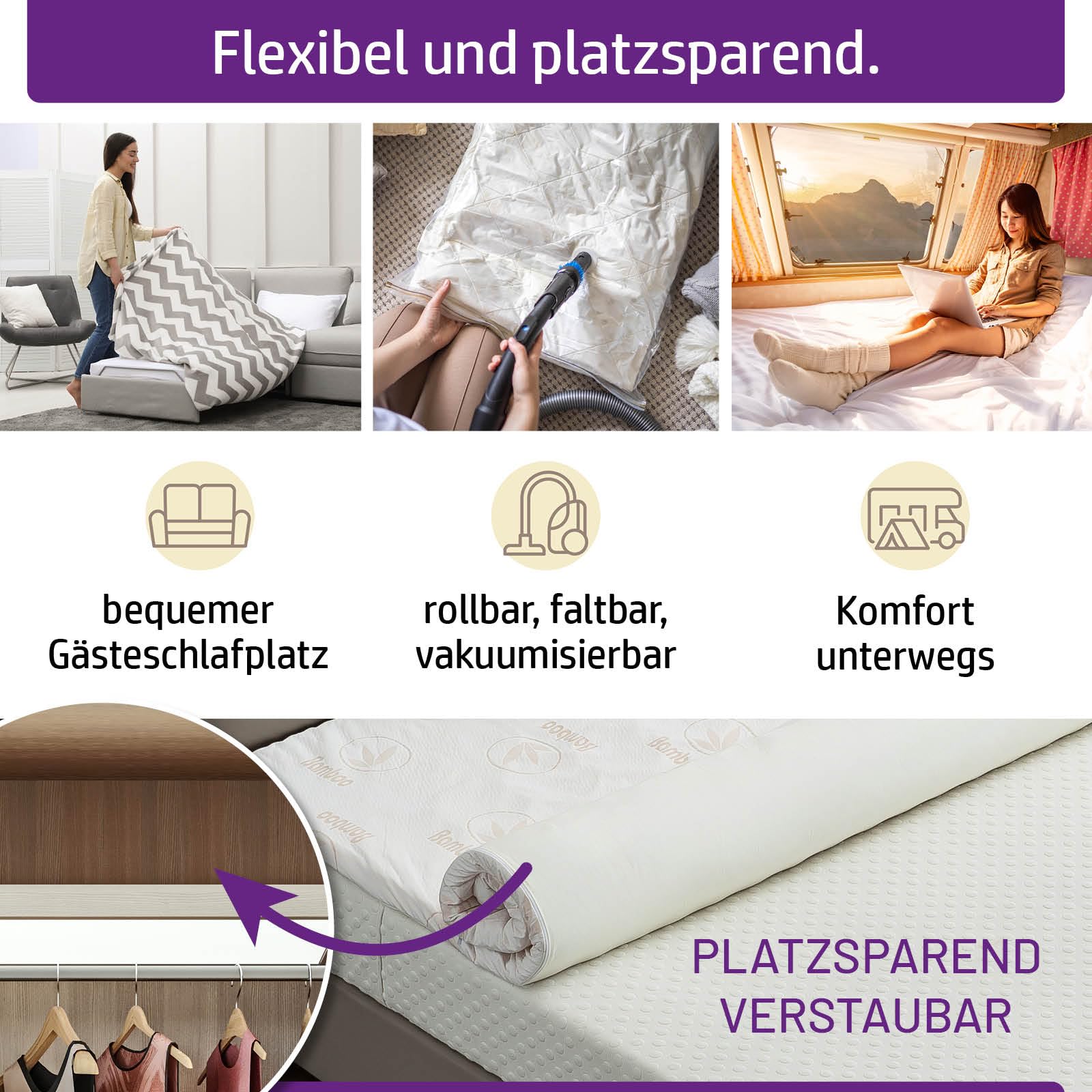 Matratzen Topper memory foam inkl. Bezug | 7 Größen | 80x200cm - 180x200cm | 5cm dicker Memory-Schaum | orthopädisch wasserdicht temperaturregulierend Maschinenwaschbar | Öko-Tex | 180x200cm