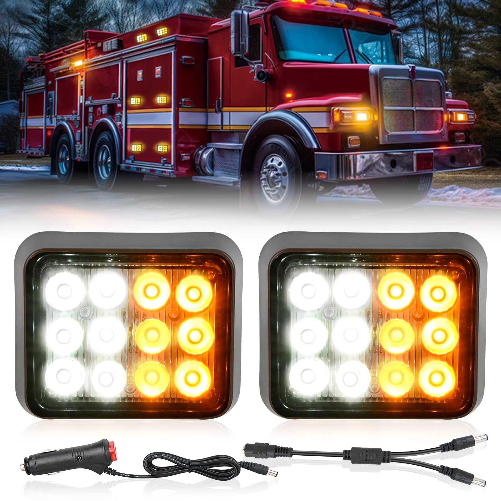 Nilight 12LED Magnetic Wireless Trailer Lights 2PCS Amber and White