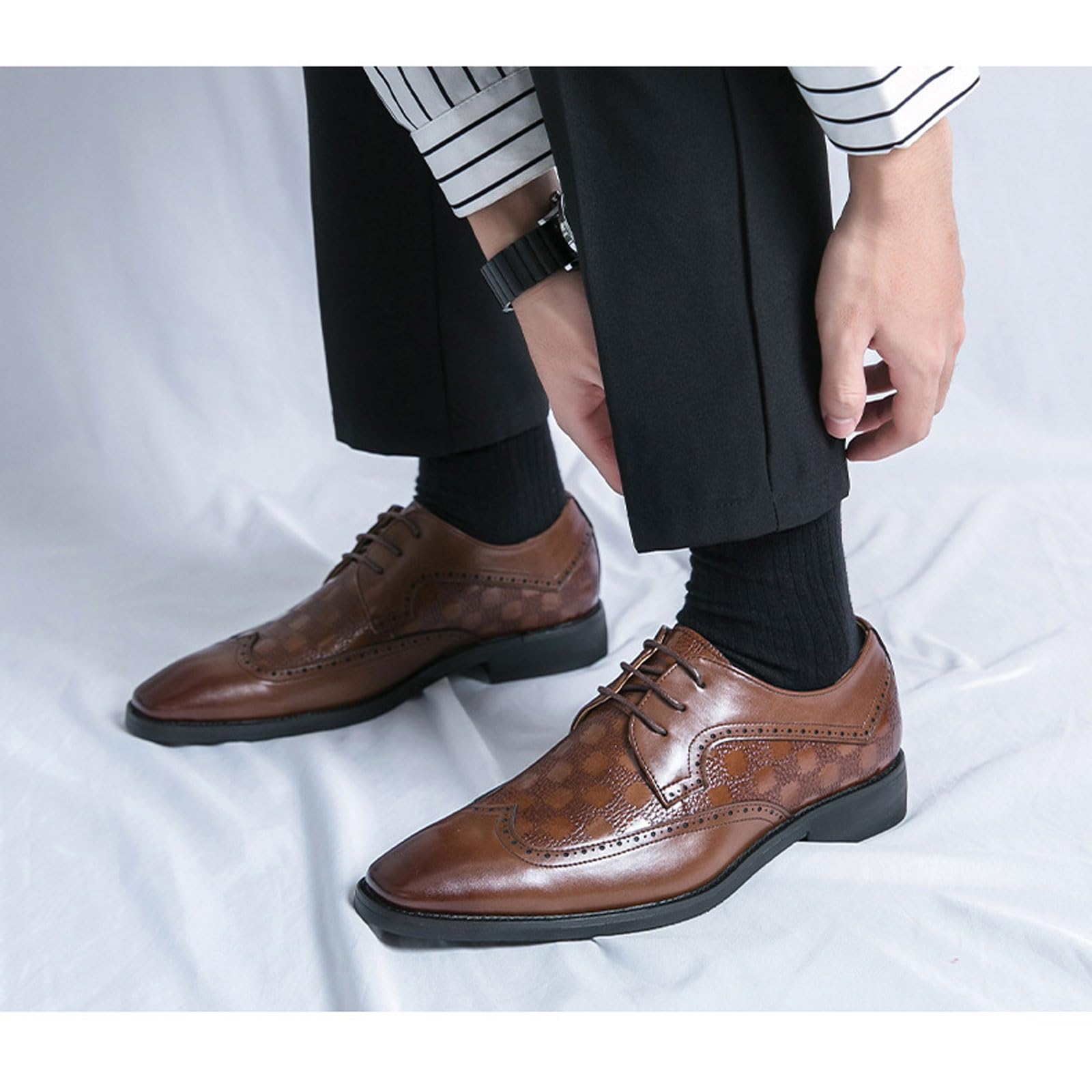 Scarpe da Lavoro retrò da Uomo Comode Classiche Stringate Oxford Derby