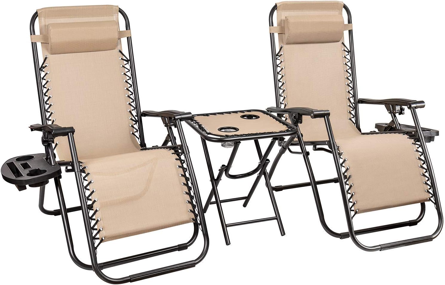 Buy Homall 3 Pcs Zero Gravity Chair Patio Folding Recliner Outdoor Chaise Lounge Chairs Portable Reclining Chair Set With Side Table Beige Online In Indonesia B082hh3kzy Buy Homall 3 Pcs Zero Gravity Chair Patio Folding Recliner Outdoor Chaise Lounge Chairs Portable Reclining Chair Set With Side Table Beige Online In Indonesia B082hh3kzy